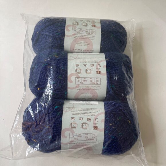 Premier Yarns Chunky Tweed Eclipse 3 Skeins 5 Weight Bulky 109 Yds ea Acrylic - Picture 3 of 5